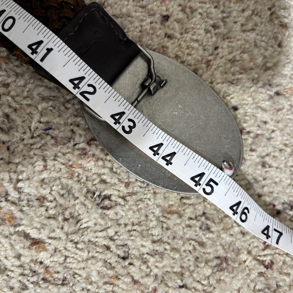 Chicos Brown Woven Leather Belt Womens Oval Beaded Buckle Boho Coastal Cowgirl - Picture 5 of 8